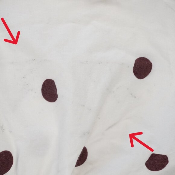 Ganni Ruched Polka Dot Mini Dress with Bow in White and Brown Size 34 - NWD - Picture 10 of 13